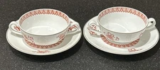 Set of 2 Mottahedeh Vista Alegre Bittersweet Floral/White Cream Soups & Saucers