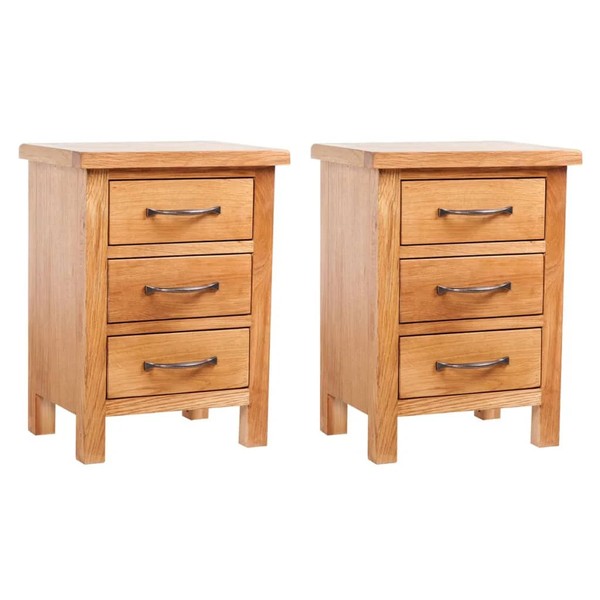 Vidaxl Nachttische 2 Stk. 40X30X54 Cm Massivholz Eiche Neu-image
