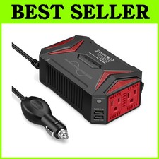 300W Pure Sine Inverter with 2 AC Outlets  2 USB Ports