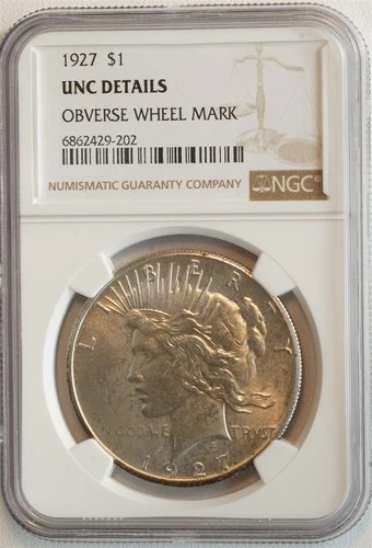 1927 Peace Dollar UNC DETAILS NGC $1