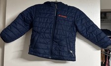 Columbia Boys Navy Blue Quilted Puffer Hooded Jacket Omni-Heat Size xxs Zip up