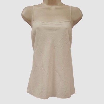 DKNY Women Beige Square-Neck Sleeveless Lightweight Camisole Slip Tank Top Sz L