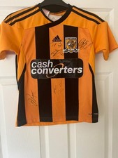 ADIDAS HULL CITY HOME SHIRT 2011/12 UK XL CHILD - SIGNED BY 6 PLAYERS