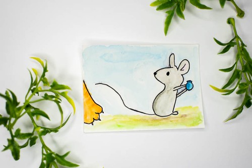 ACEO original painting, mouse, rat, Mini Art, watercolor, Sweet Smells