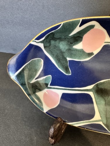 Jabonera de cerámica Anthropologie para baratija de Cassie Byrnes azul floral - Imagen 3 de 6