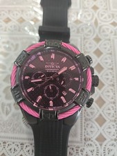 Invicta Bolt Chronograph Black Carbon Fiber Dial Men's Watch 39360 Pink Gem Pics