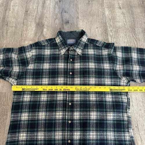 Vintage 80's Pendleton Tartan Wool Button Up Blue/Green Plaid Flannel Sz XL - Picture 7 of 9