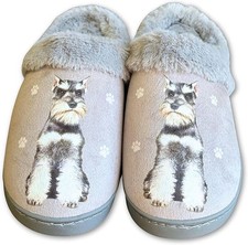 E S Pets Schnauzer Snugg Slippers for Pet Lovers - Fuzzy Memory Foam, S/M