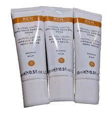REN Glycol Lactic Radiance Renewal Mask - AHA Acids Exfoliation 0.5oz x3 -Sealed