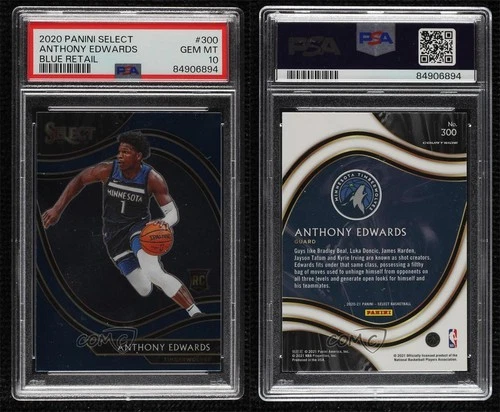 2020 Panini Select Courtside Retail Blue Anthony Edwards PSA 10 GEM MT Rookie RC