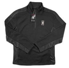Spyder Mens Jacket M Pullover Long Sleeves 1/4 Zip Textured Sweat Black 129 NEW