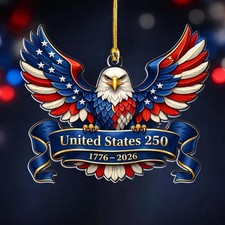 Patriotic Eagle Ornament, USA 250th Anniversary Ornament, 1776-2026