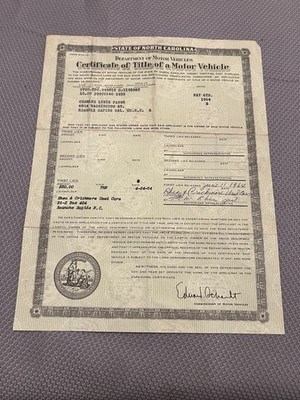 Genuine Original 1952 Studebaker Champion Coupe NC Car Title 5990