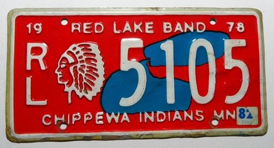 USA Nummernschild Minnesota ''Red Lake Band Chippewa Indian'' mit Indianhead 78/82