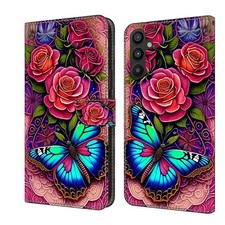 For Various Phone Card Wallet Case Bag Luxury Butterfly Flip Stand Cover Strap