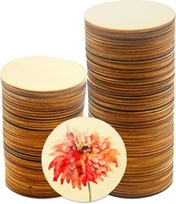 RYKOMO 100 Pcs Unfinished Wood Circles - Natural 3 Inch Round Discs for DIY...