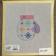 Handpainted Needlepoint Canvas Painted Pony Mitten 2 Read Description