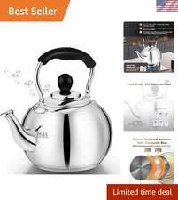 Elegant Stovetop Whistling Kettle - 2.3 Quart Culinary Grade Stainless Steel