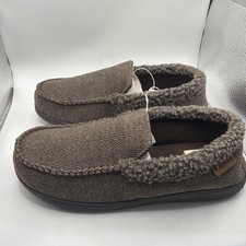 DearFoams Men's Brown Slippers Memory Foam Size 7-8 Small Indoor Outdoor New