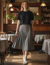Pendleton Houndstooth Black/ White Pleated Wool VTG Skirt Sz 10