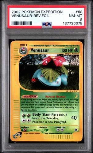 2002 POKEMON EXPEDITION #68 VENUSAUR-REVERSE FOIL PSA 8