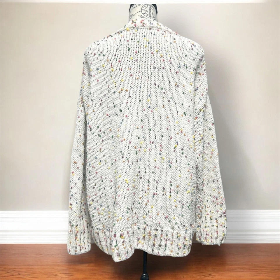 Suéter Seven7 Beige Confeti Grueso Tejido Cuello Redondo Academia Preppy Talla Grande Foto 3 de 4