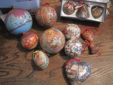 VTG GIFTCO Decoupage LOT OF 13 VARIOUS SZ CHRISTMAS Ornaments