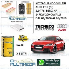 TAGLIANDO 3 FILTRI OLIO BARDAHL TECHNOS 5W30 AUDI TT II 8J 2.0 TFSI 147KW 200 CV