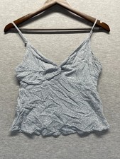 Abercrombie Fitch Camisole Top Womens S Blue White Floral Twist Front Detail
