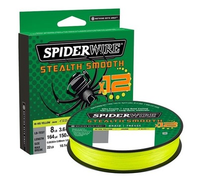 SpiderWire Stealth Smooth x12 Braid 0,15mm / 16,5kg / 150m Hi-Vis Yellow