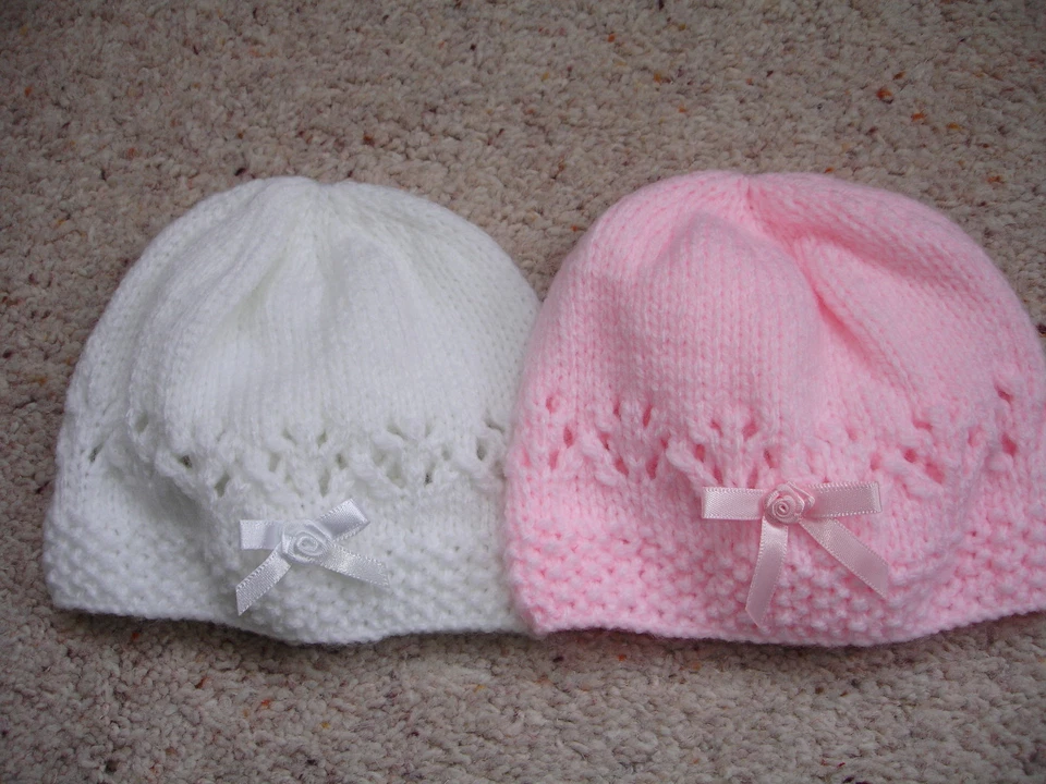 HAND KNITTED NEU HANDGESTRICKTE NEUGEBORENE BABY BEANIE MÜTZE #SUPER#