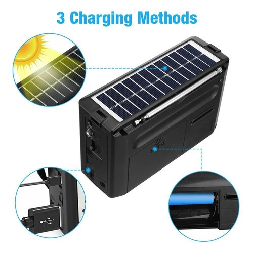 Radio Solar Portátil FM/AM SW Digital Bluetooth Altavoz Reproductor MP3 Recargable - Imagen 7 de 12