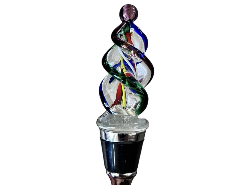 Bella Casa By Ganz Glass Wine Bottle Stopper Multicolor Ice Cream Cone Summer - Изображение 3 из 4