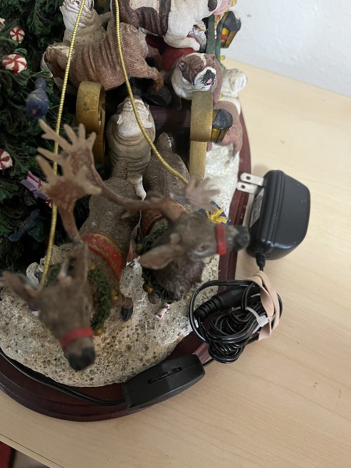 Danbury Mint Christmas Bulldogs Santa Sleigh Reindeer Tree RARE Vintage