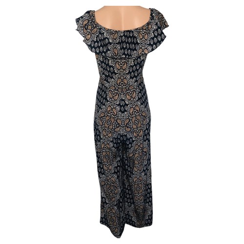 L'AGENCE 'Nicolle' Silk Jumpsuit Size US 4 / AU 8 Cropped Wide Leg Blue Beige - Picture 10 of 21