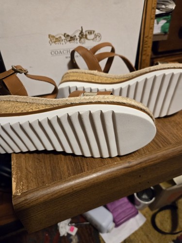 Coach and Four Size 9 Banno Wedge Sandals, New, Size 9 W/Box Made In ITALY Cork - Picture 5 of 7