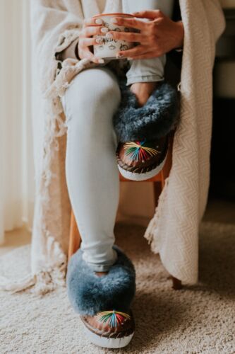Cozy women slippers made from wool inside and sheepskin upper with rubber - Picture 3 of 12