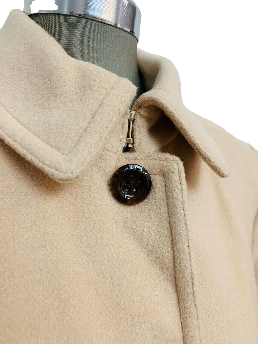 New Calvin Klein Elegant TAN Mid-Length Wool Women's Coat size 8 View 4