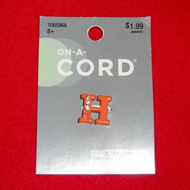 New ~ Slider Charms  Orange Letter {  H } ~ by ON-A-CORD   MSRP $1.99