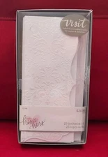 Blank White w/Pearl Floral Wedding Invitations & Reply Cards w/Envelopes