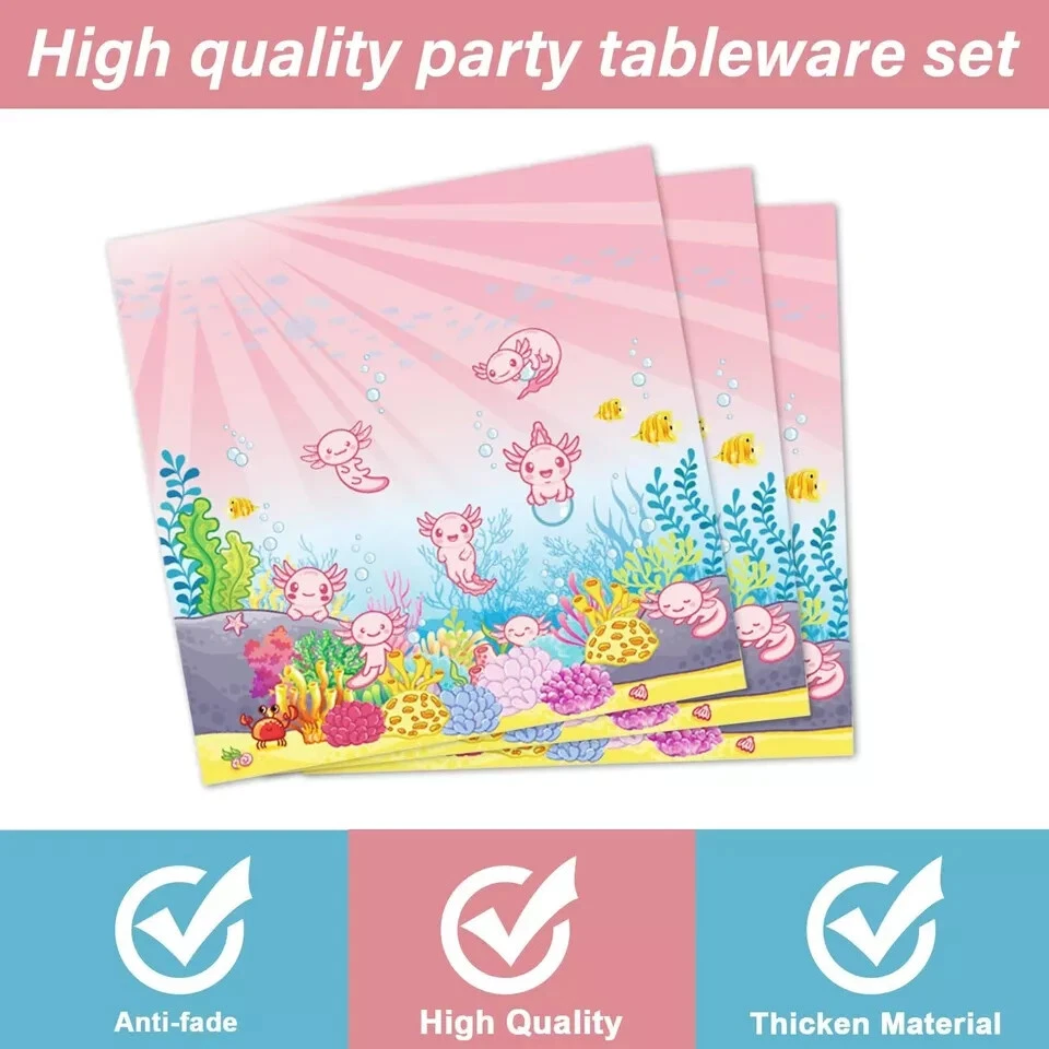 Platos y servilletas de ajolotl rosa 200 un. suministros de fiesta reptiles animales mesa... Foto 3 de 4