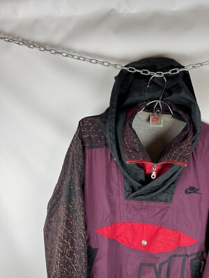 Nike vintage 80s 90s big logo swoosh anorak jacket nylon | eBay UK