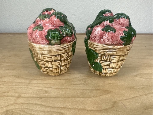 Strawberry Wicker Basket Salt And Pepper Shakers