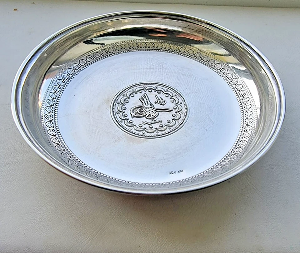 ANTIGUO PLATO DE PLATA IMPERIO OTOMANO TURCO 900 Foto 4 de 4