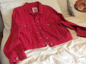 pull and bear red denim jacket