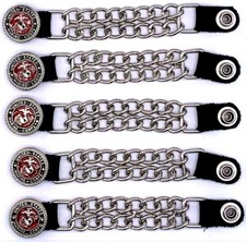 5 MARINE CORPS MILITARY VET DBL CHAIN MOTORCYCLE BIKER VEST EXTENDERS USA MADE
