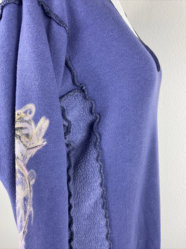 Vestido sudadera con capucha vintage para mujer Y2K 2 Be Free púrpura gráfico O/S Foto 3 de 4