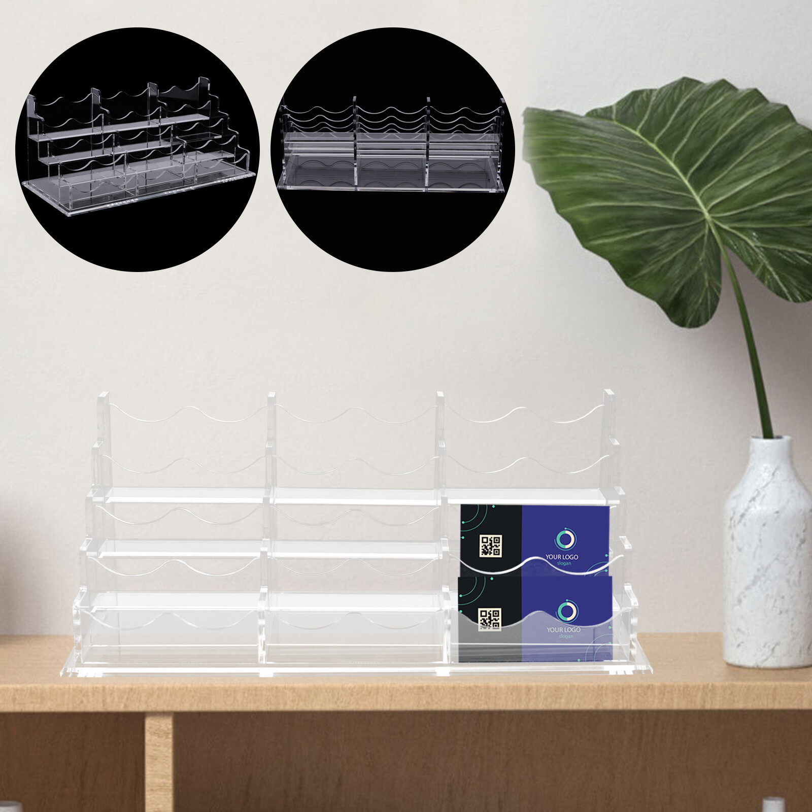 4tier Acrylic Business Card Holder for Desk Clear Plastic Business