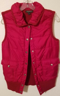 Great Northwest Vest SweatherWomen Sz PS Red Puffer Sleeveless Snap Pocket #1078