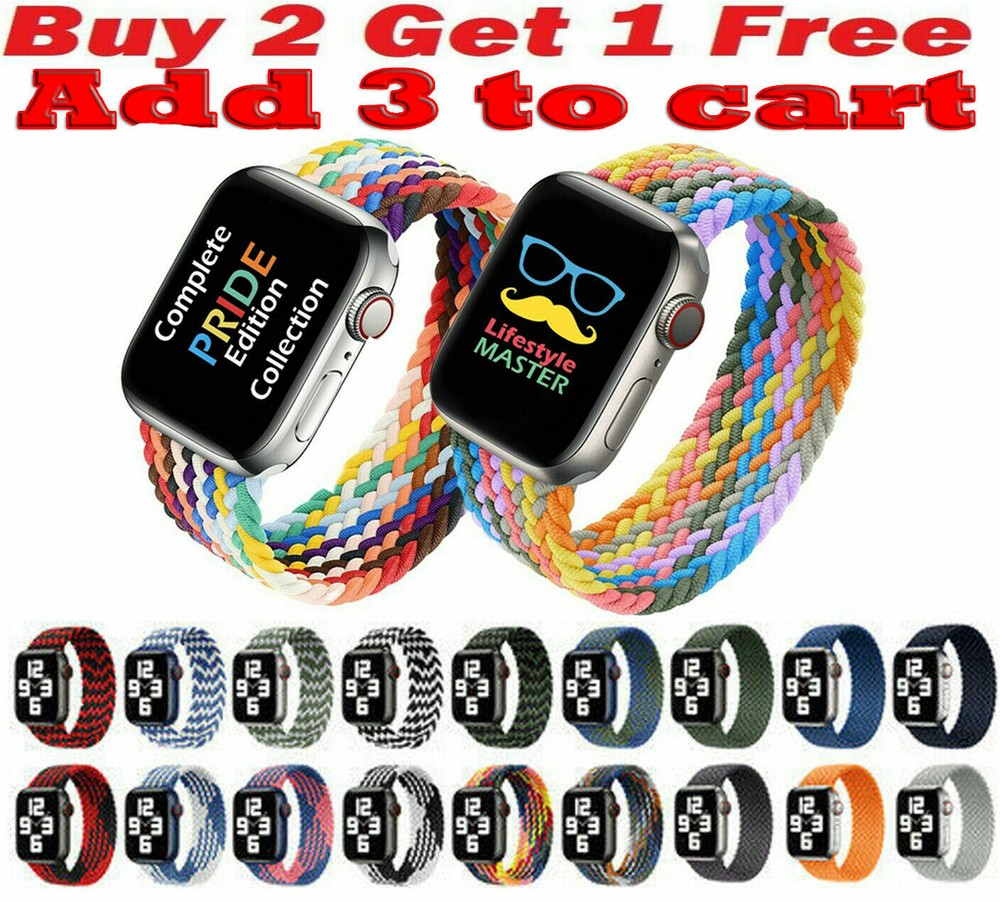 For Apple Watch Band Series 9 8 7 6 5 4 3 SE 2 Ultra Nylon Braided iWatch Strap